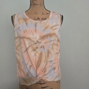 Twist-Hem Tie-Dye Tank Top - Peach Multi